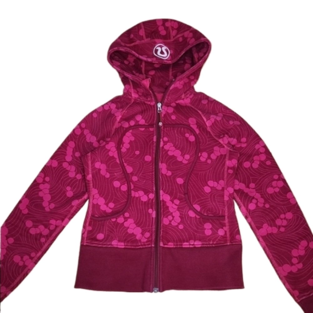 LULULEMON raspberry red bubbles scuba zip-up hoodie